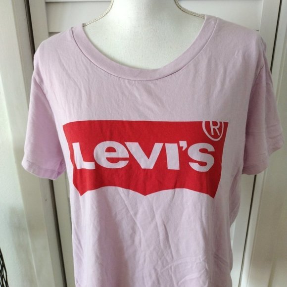 LEVI'S pink t-shirt with graphics red logo on front short sleeve sz 1X - Picture 2 of 7